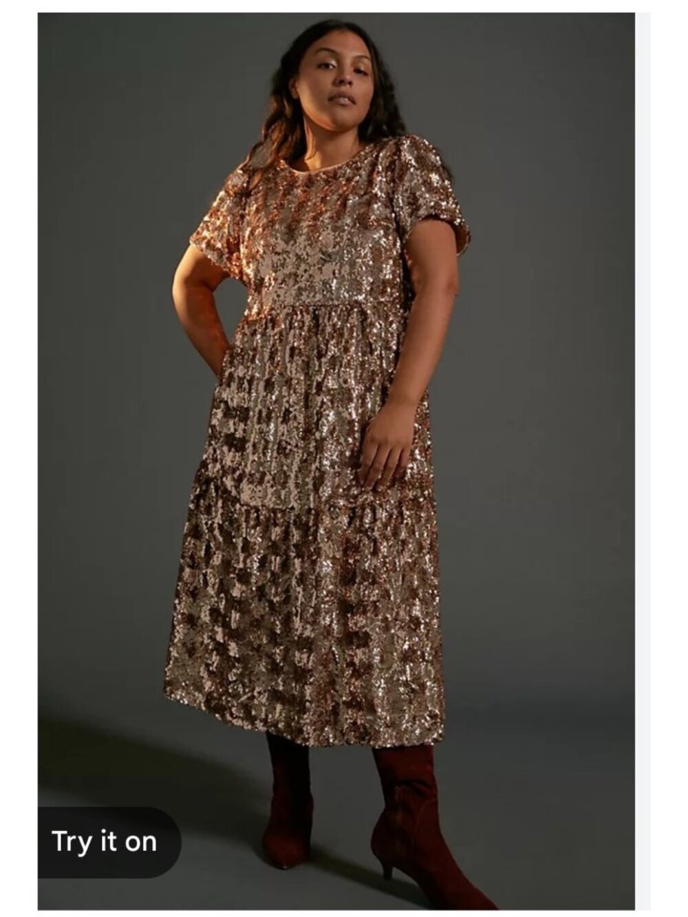 Mauve bernadette sequined midi dress